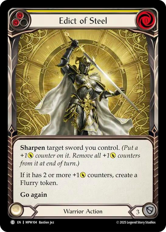 Image for Edict of Steel (Yellow) (MPW104) (Rainbow Foil) (MPW) - Flesh and Blood TCG