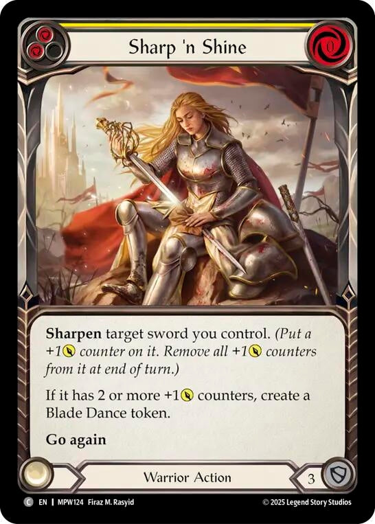 Image for Sharp 'n Shine (Yellow) (MPW124) (Rainbow Foil) (MPW) - Flesh and Blood TCG