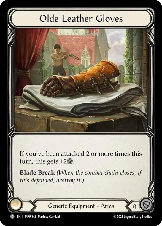 Image for Olde Leather Gloves (MPW142) (Cold Foil) (MPW) - Flesh and Blood TCG