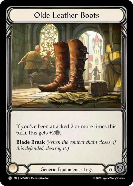 Image for Olde Leather Boots (MPW143) (Cold Foil) (MPW) - Flesh and Blood TCG