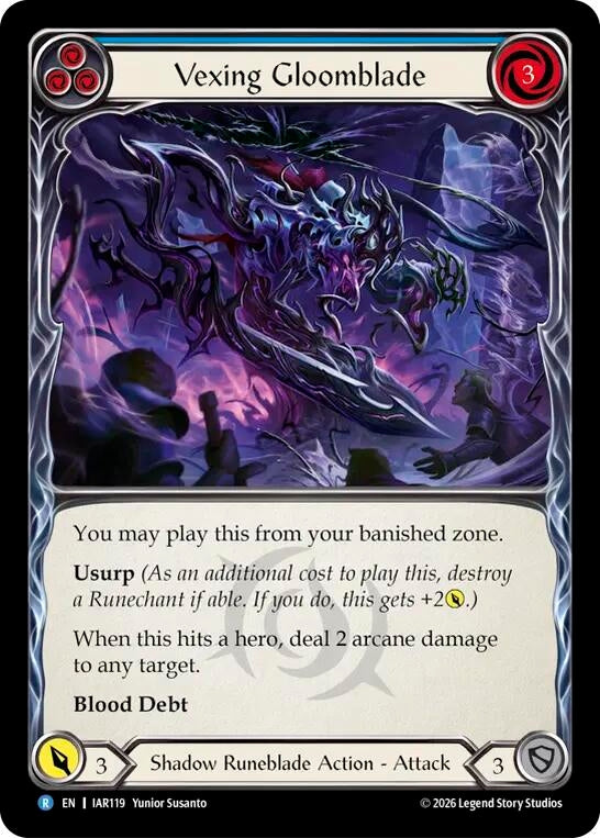 Image for Vexing Gloomblade (Blue) (IAR119) (IAR) - Flesh and Blood TCG