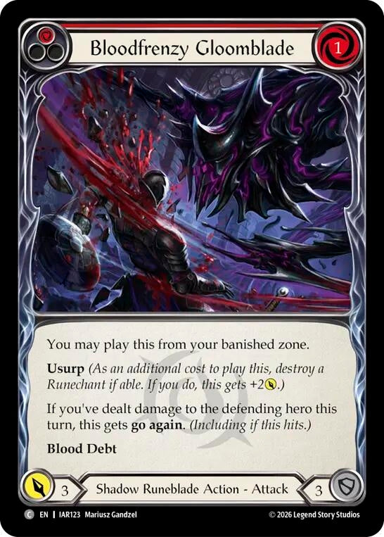 Image for Bloodfrenzy Gloomblade (Red) (IAR123) (Rainbow Foil) (IAR) - Flesh and Blood TCG