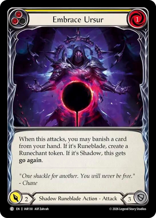 Image for Embrace Ursur (Yellow) (IAR130) (Rainbow Foil) (IAR) - Flesh and Blood TCG