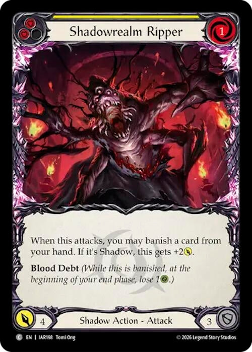 Image for Shadowrealm Ripper (Yellow) (IAR198) (Rainbow Foil) (IAR) - Flesh and Blood TCG