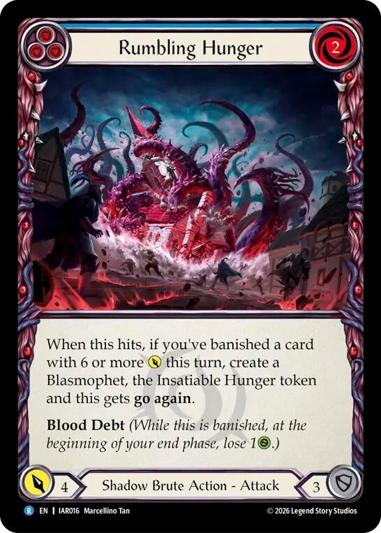 Image for Rumbling Hunger (Blue) (IAR016) (Rainbow Foil) (IAR) - Flesh and Blood TCG