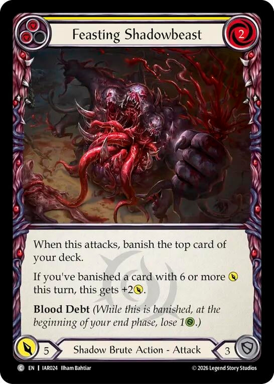 Image for Feasting Shadowbeast (Yellow) (IAR024) (Rainbow Foil) (IAR) - Flesh and Blood TCG