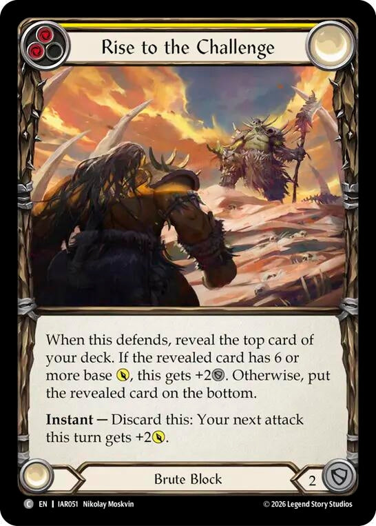 Image for Rise to the Challenge (Yellow) (IAR051) (Rainbow Foil) (IAR) - Flesh and Blood TCG