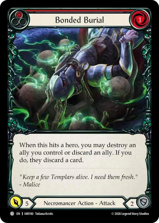 Image for Bonded Burial (Red) (IAR100) (Rainbow Foil) (IAR) - Flesh and Blood TCG