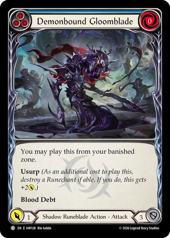 Image for Demonbound Gloomblade (Blue) (IAR128) (Rainbow Foil) (IAR) - Flesh and Blood TCG