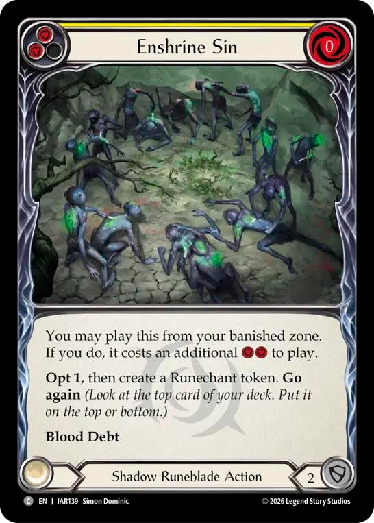 Image for Enshrine Sin (Yellow) (IAR139) (Rainbow Foil) (IAR) - Flesh and Blood TCG