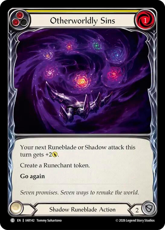 Image for Otherworldly Sins (Yellow) (IAR142) (Rainbow Foil) (IAR) - Flesh and Blood TCG