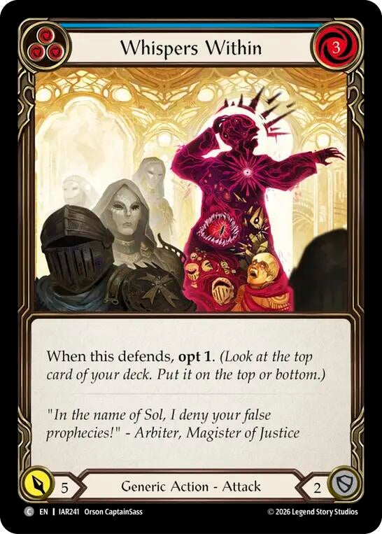 Image for Whispers Within (Blue) (IAR241) (Rainbow Foil) (IAR) - Flesh and Blood TCG