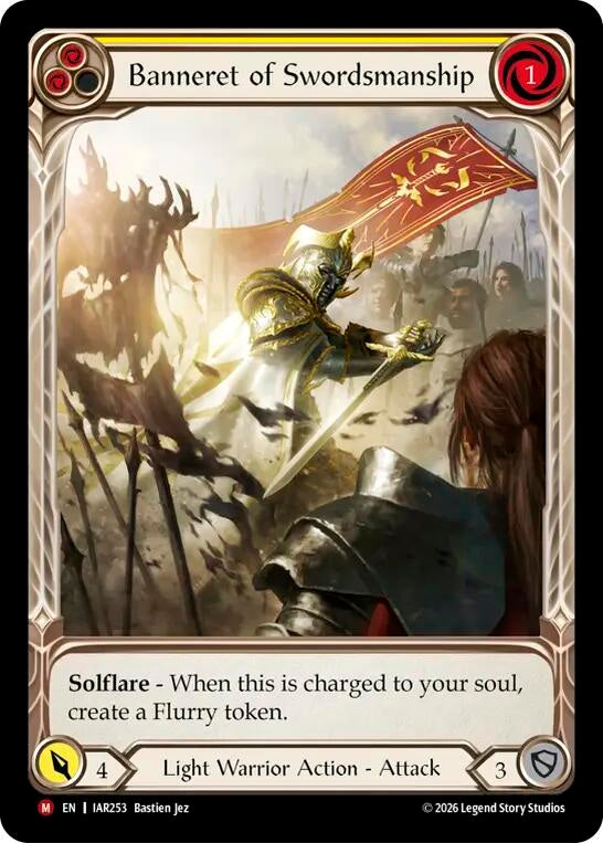 Image for Banneret of Swordsmanship (Extended Art) (IAR253) (Rainbow Foil) (IAR) - Flesh and Blood TCG