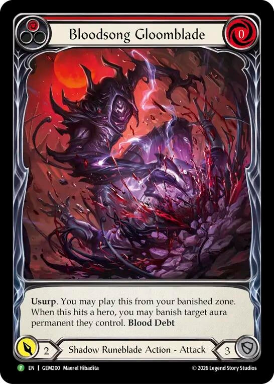 Image for Bloodsong Gloomblade (GEM200) (GEM) - Flesh and Blood TCG